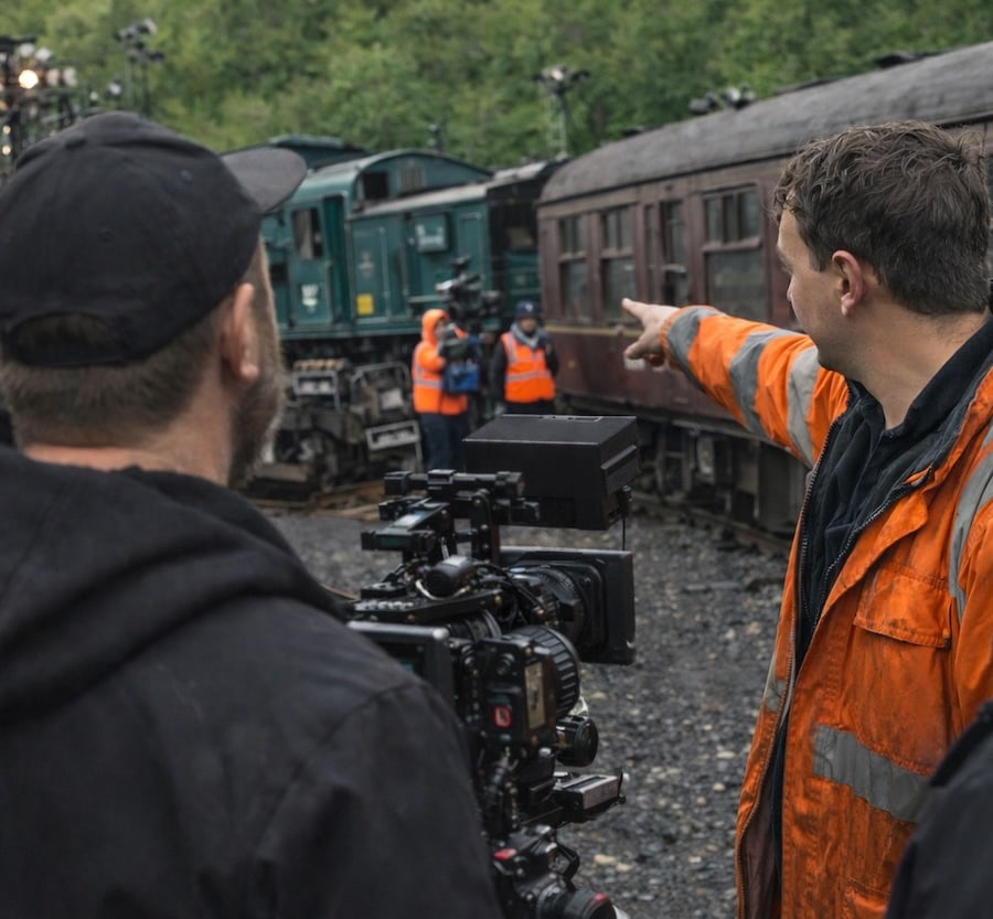 Railway vehicle support for film and TV